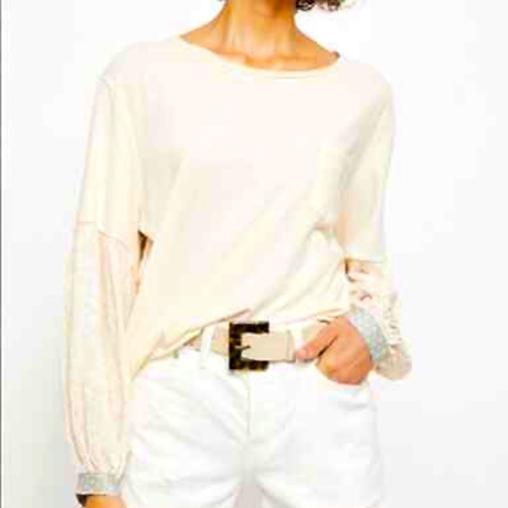 FREE People Medium jade Boho mixed media blouse